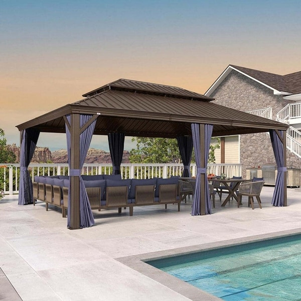 PURPLE LEAF Outdoor Gazebo Aluminum Frame Galvanized Steel