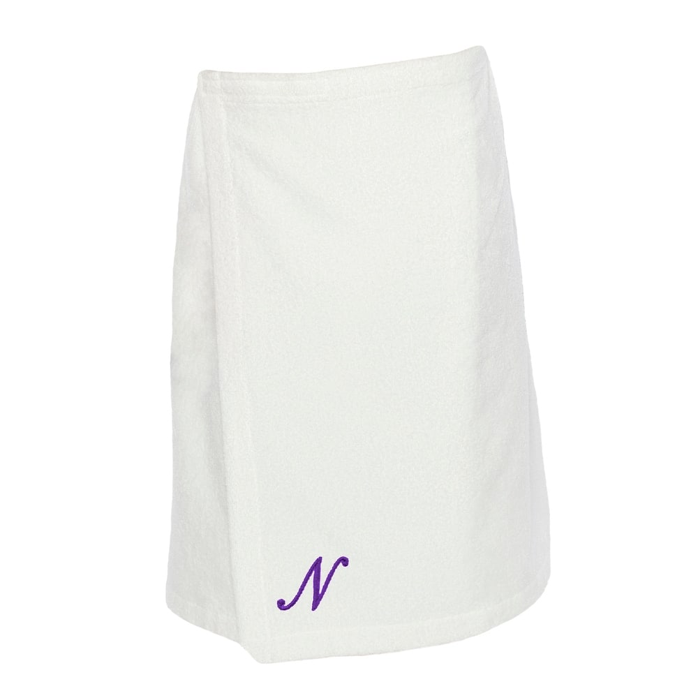 Authentic Hotel and Spa Turkish Cotton Terry Monogrammed White Womens Spa and Shower Towel Wrap