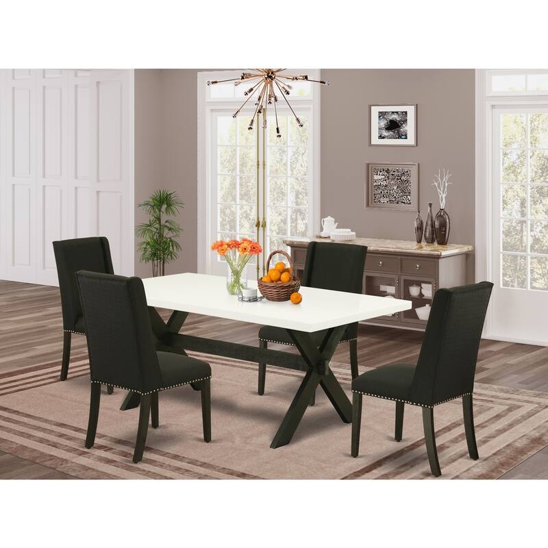 Modern 5-Piece Dining Room Set - Rectangular Table & 4 Upholstered Chairs - 72