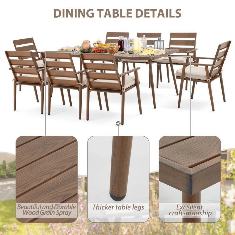 EROMMY Patio Dining Set, Premium Outdoor Rectangle Furniture for Backyard, Porch, Lawn and Garden