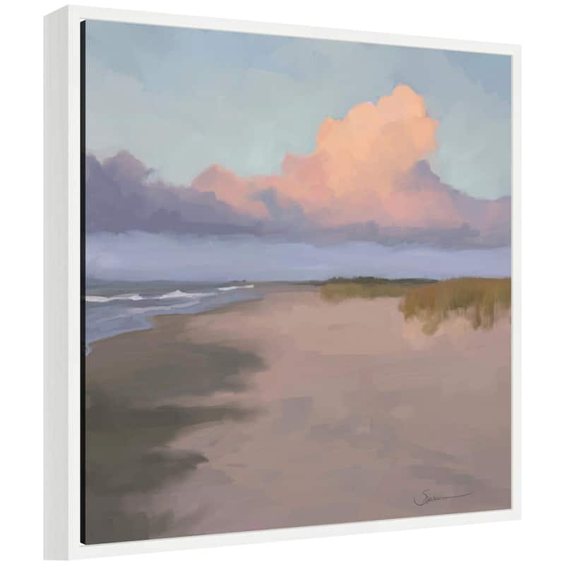 Kate and Laurel Blushing Sky by Mary Sparrow Framed Canvas Wall Art Print - 22 x 22