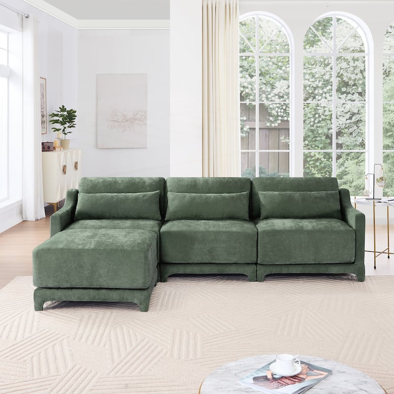 Three-seater Chenille sofa - Green