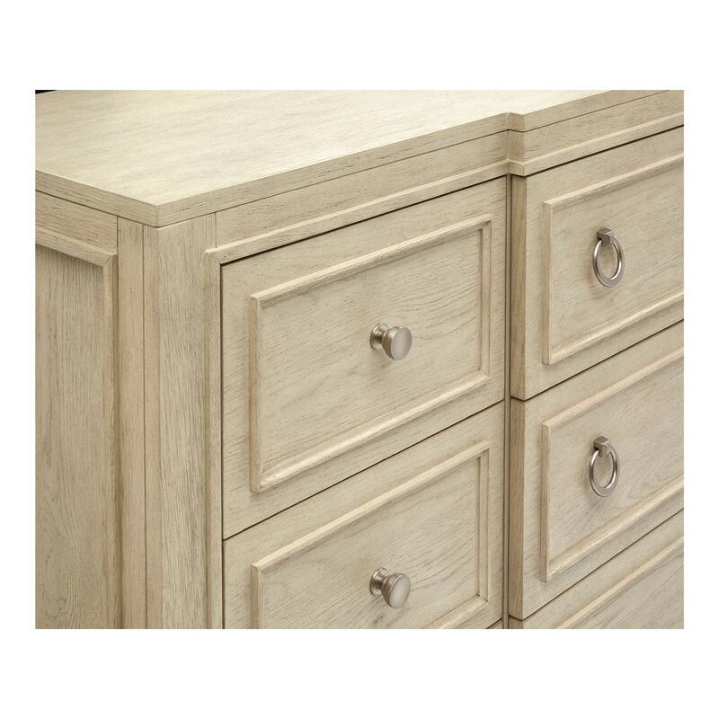 Magnussen Home Sheridan Limestone Drawer Dresser with Landscape Mirror