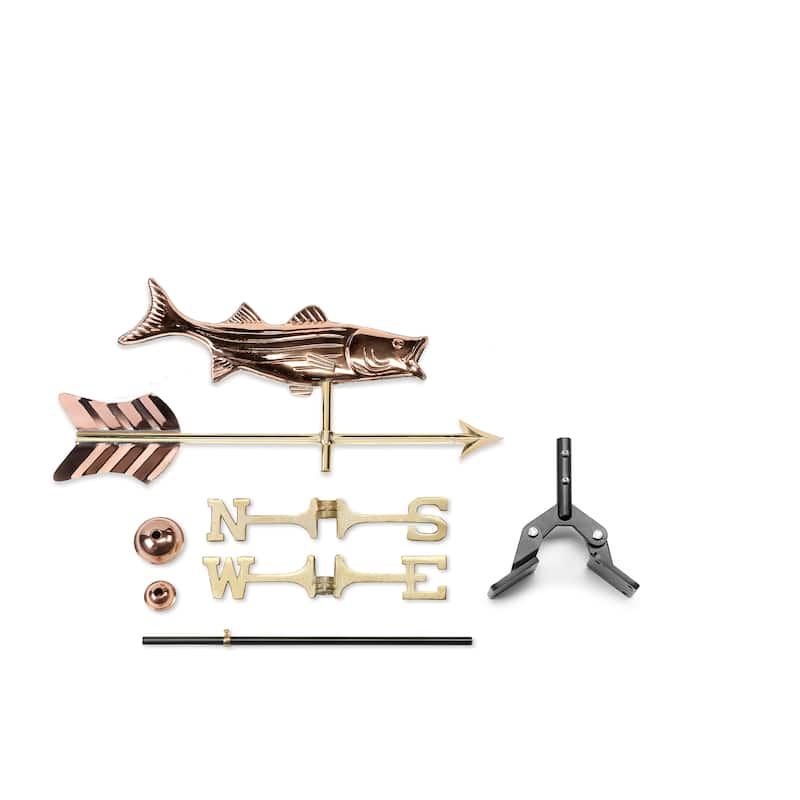 Bass with Arrow Garden Weathervane Pure Copper by Good Directions - Gold/Brown