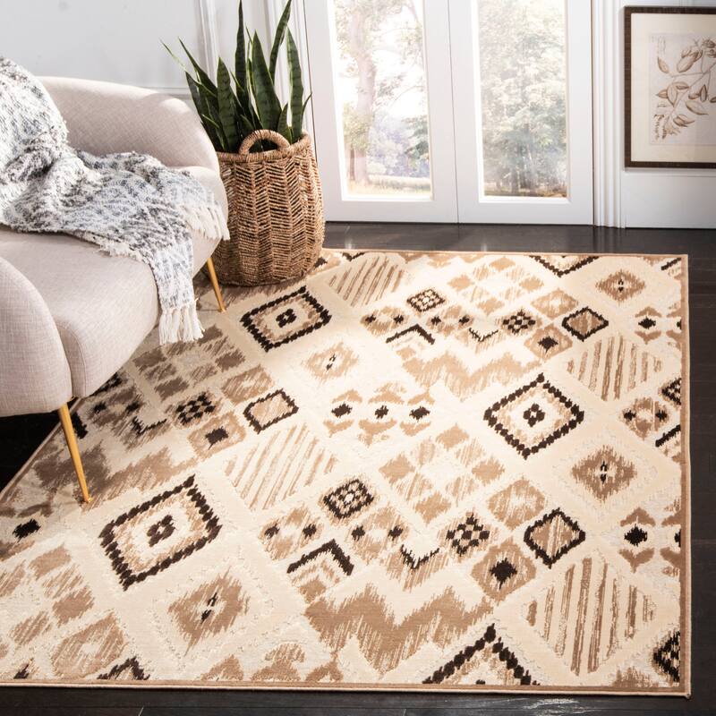 SAFAVIEH Paradise Marianna Modern Viscose Rug - 5'3" x 7'6" - Taupe/Cream