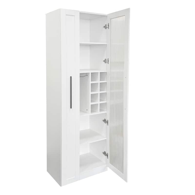 GDFStudio - Harry 70.87" Freestanding Multi-Function Pantry Cabinet with Pull-Out Shelves, Drawers & Microwave Stand