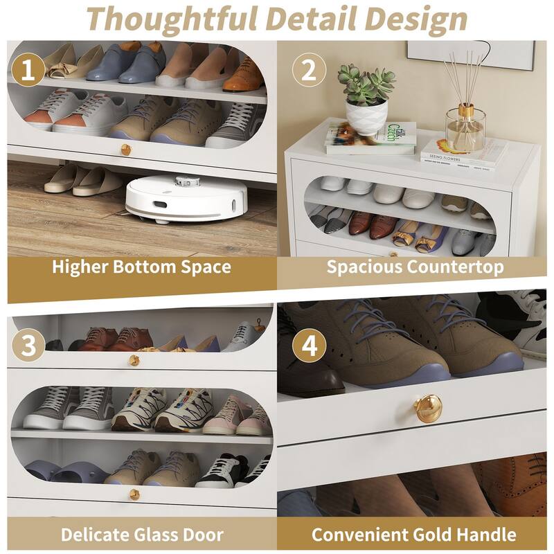 Entryway Shoe Storage Cabinet with 3/4 Flip Doors, Shoe Rack Organizer for Hallway