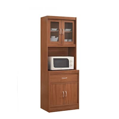 71" Red Top and Bottom Enclosed Kitchen Cabinet