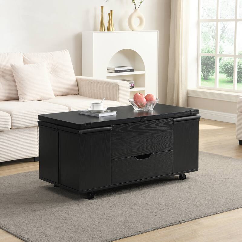 Christopher Knight Home - Calix Lift-Top MDF Coffee Table Set with 4 Stools and Smooth Locking Wheels