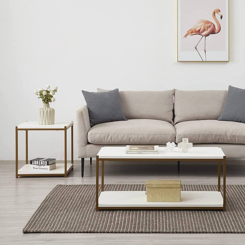 Caffoz Tall Side End Table with Storage Shelf