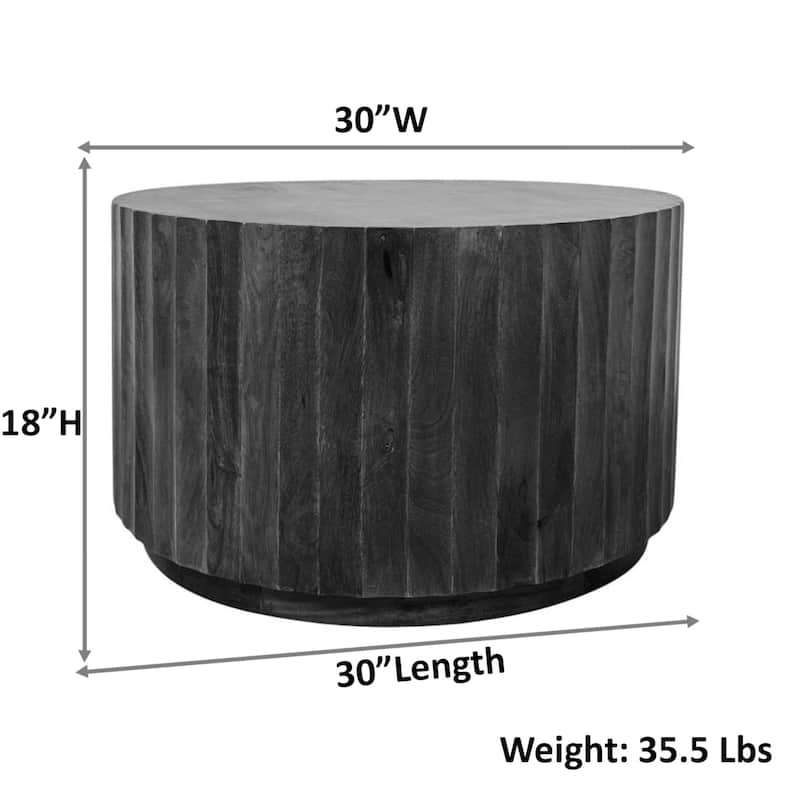 Harrison Groove Coffee Table - Elegant Round Solid Wood Top Side Table