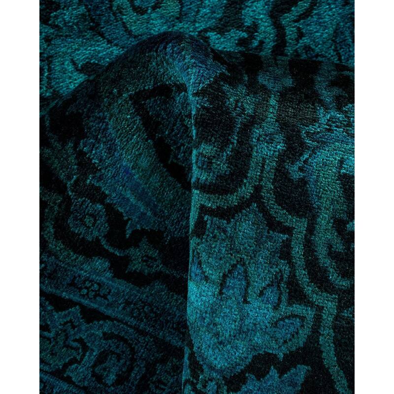Fine Vibrance, One-of-a-Kind Hand-Knotted Runner Rug - Black, 2' 6" x 11' 9" - 2' 6" x 11' 9"