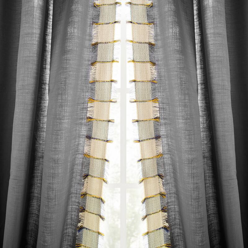 Exclusive Fabrics Bordered Textured Cotton Curtains For Bedroom & Living Room Curtains - Single Panel Drapes