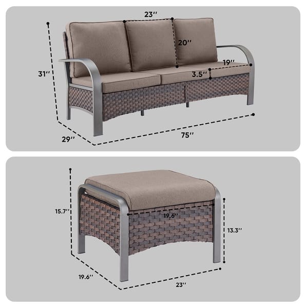 dimension image slide 13 of 48, Pocassy Outdoor Patio Furniture Set