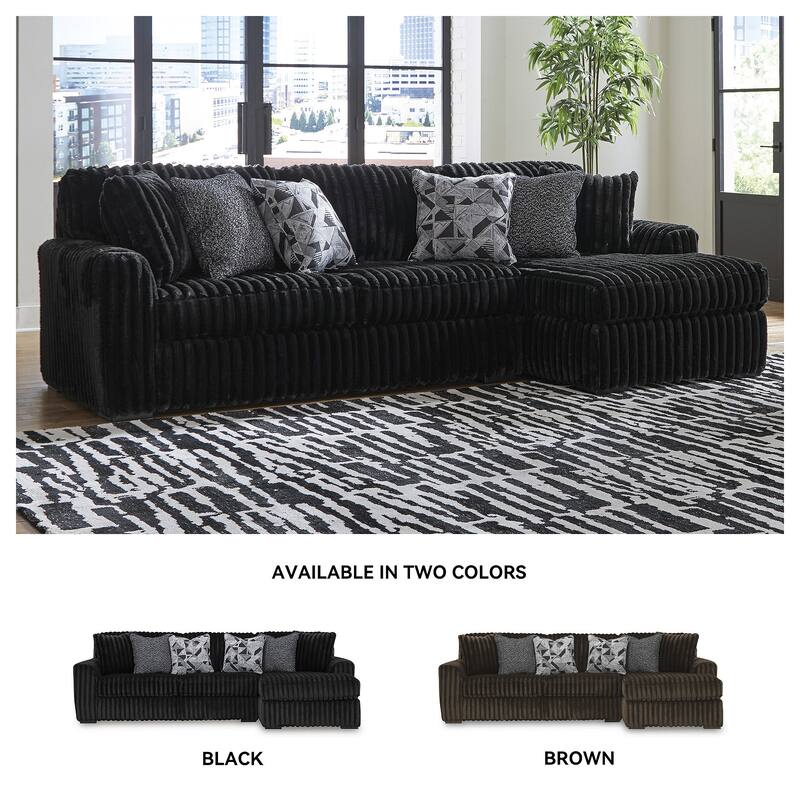 Signature Design by Ashley Midnight-madness Black 2-Piece Sectional Sofa with Chaise - 120" W x 65" D x 40" H
