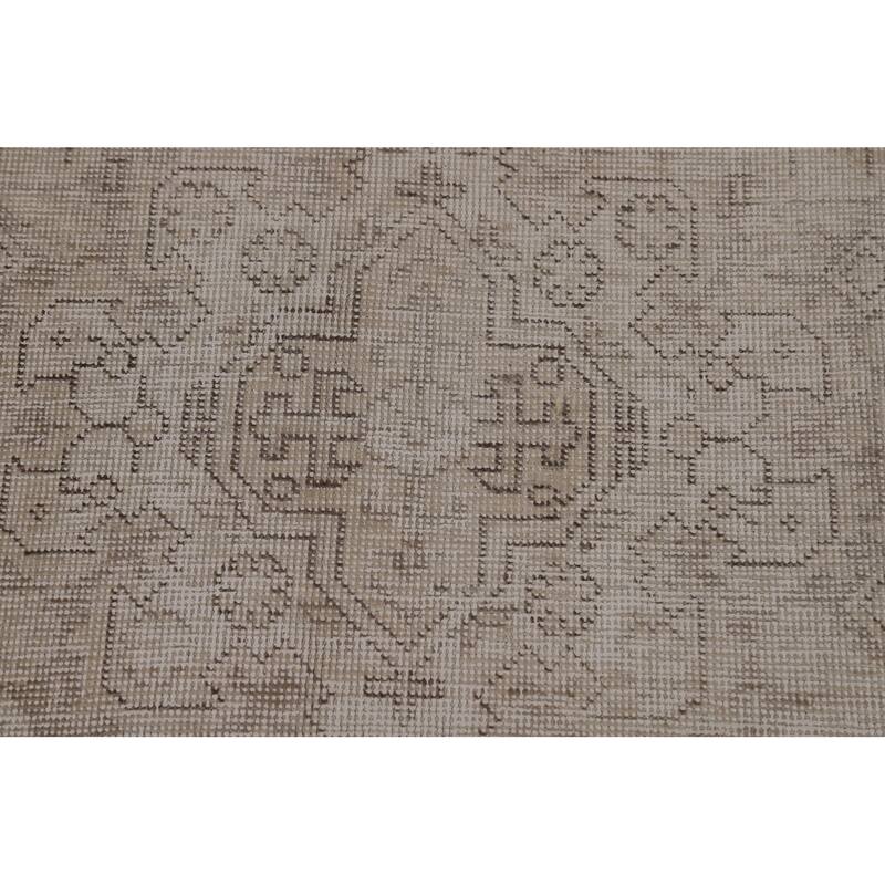 Tabriz Persian Vintage Rug Handmade Beige Wool Carpet - 6'9" x 10'0"