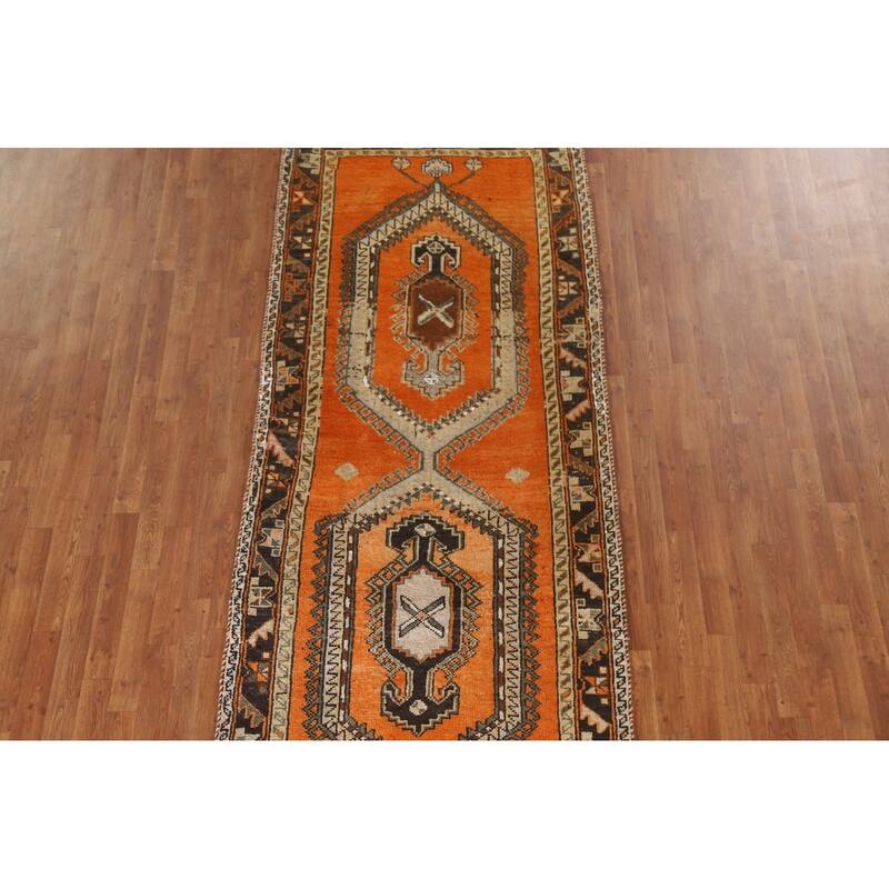 Vegetable Dye Viss Persian Vintage Runner Rug Handmade Wool Carpet - 3'10"x 9'6"