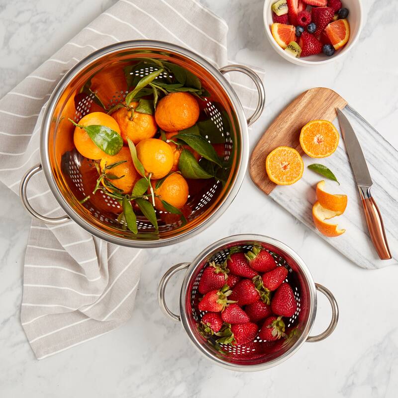 Stainless Steel 2-Piece Footed Colander Set
