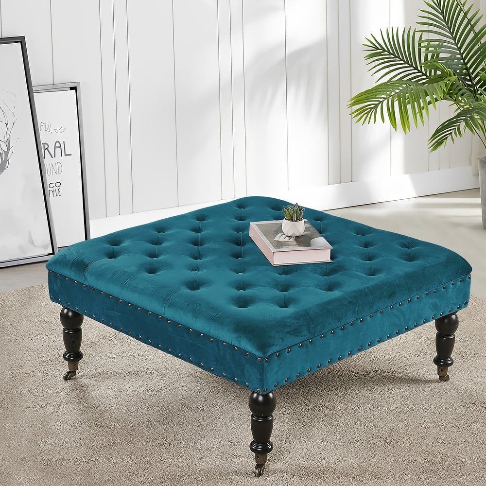 Home Soft Things Supersoft Tufted Coffee Table Ottoman - 33" x 33" x 18"