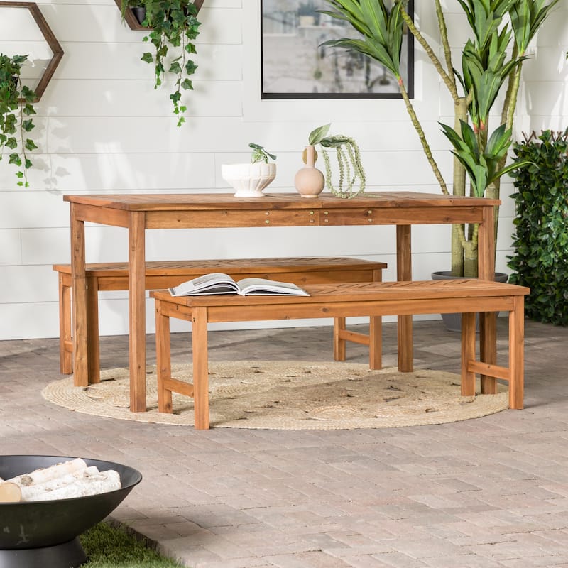 Walker Edison Elephant Point 3-Piece Acacia Outdoor Dining Set