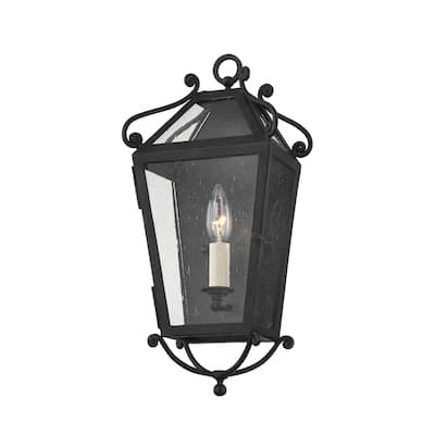Santa Barbara County by Mark D. Sikes - Exterior Wall Sconce - French Iron Frame - Clear Seeded Glass
