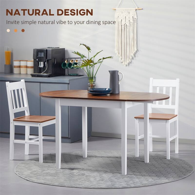 55" Solid Wood Kitchen Table, Drop Leaf Tables, Folding Dining Table