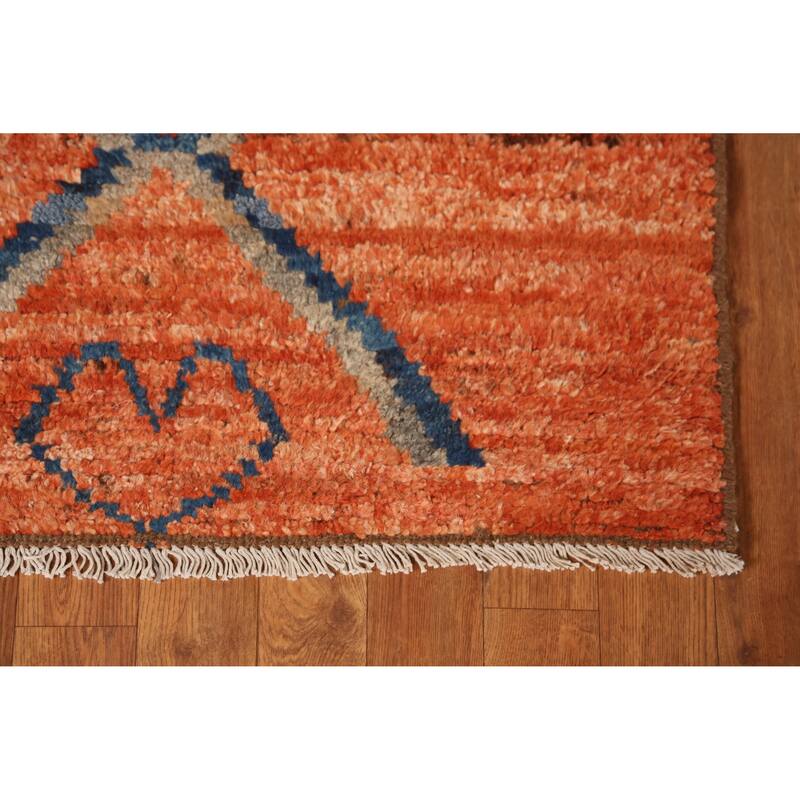 Orange Moroccan Runner Rug Handmade Tribal Oriental Wool Carpet - 2'9" x 9'10"