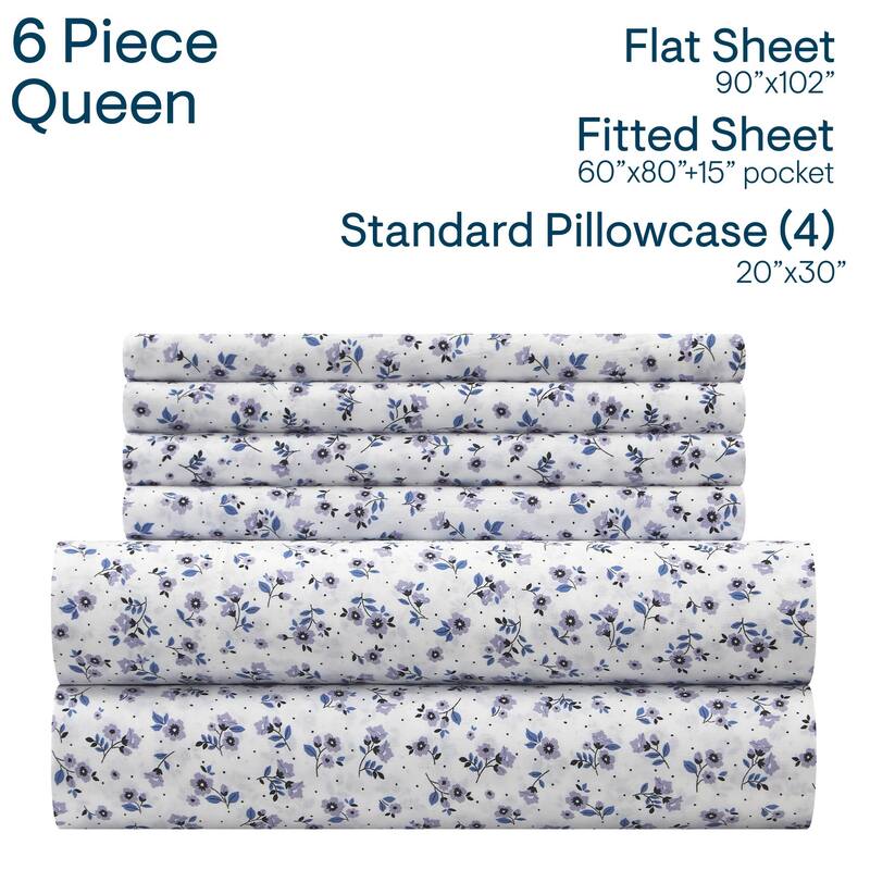 Aeropostale Premium All Season Microfiber Purple Ditsy Floral Sheet Set