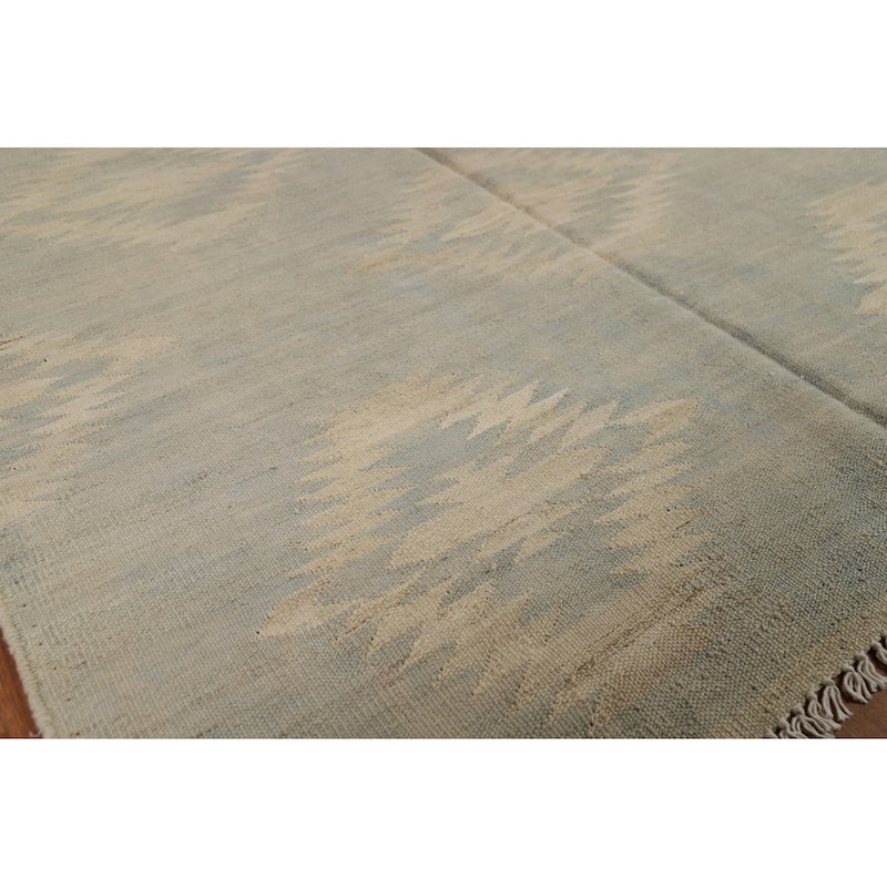 Geometric Nomad Wool Kilim Turkish Rug Wool Carpet - 4'7"x 6'3"