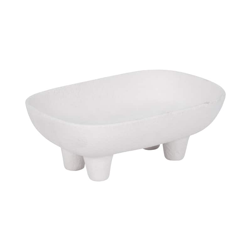 Decorative Ceramic Rounded Rectangle Bowl - Home Decor - 10", White - 10.0"