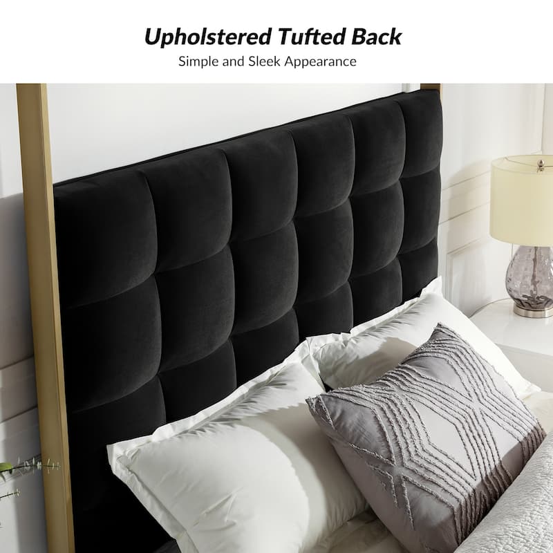 Milton Contemporary Upholstered Queen Size Canopy Bed by HULALA HOME