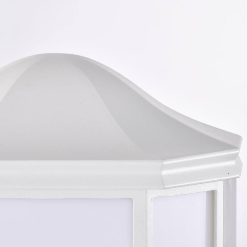 LED Cage Lantern Fixture White Finish with White Linen Acrylic