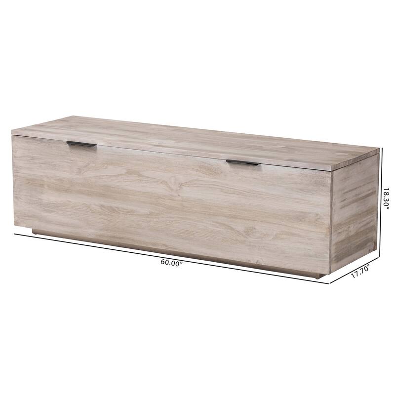Alvaro Wood Storage Trunk with Hinged Lid - Rectangular Blanket Chest and Bedroom Bench with Spacious Interior