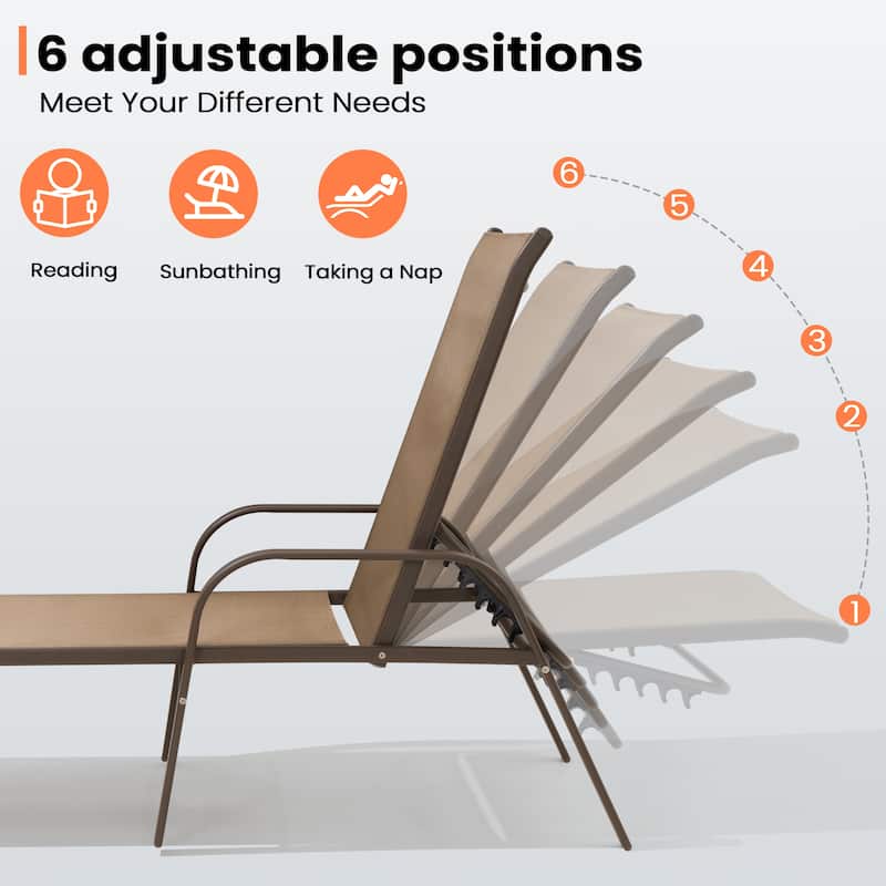 Pellebant Outdoor Patio Adjustable Chaise Lounge Chairs