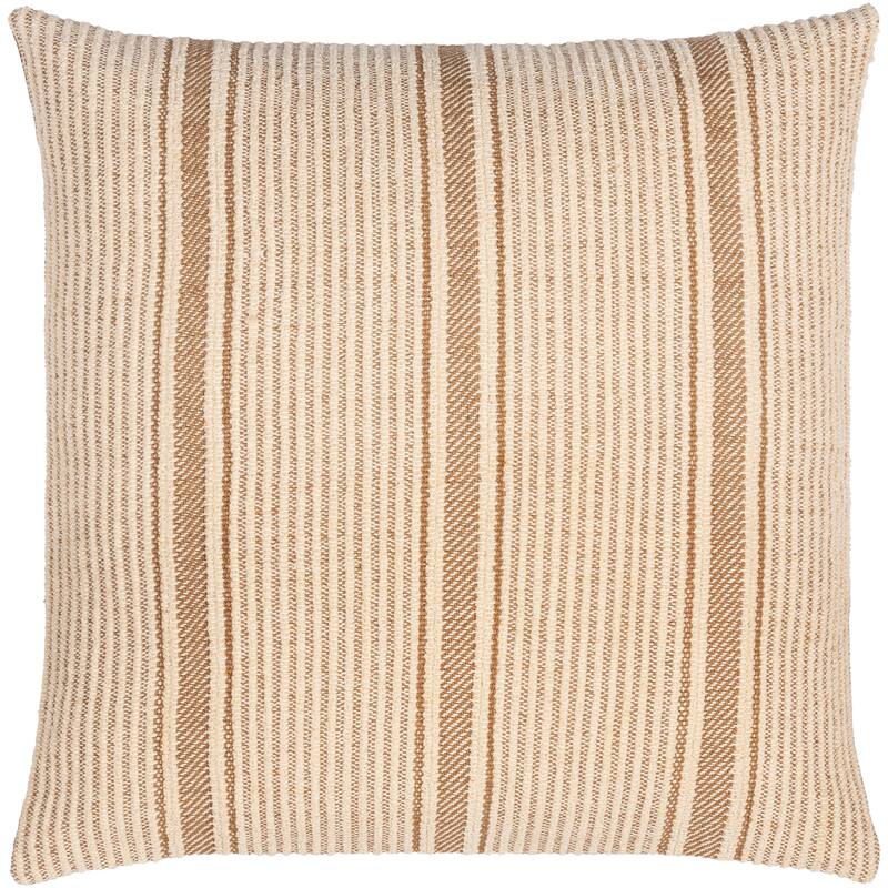 Bookyx Classic Striped Cotton Blend Throw Pillow - 18"H x 18"W - Feather Down - Tan