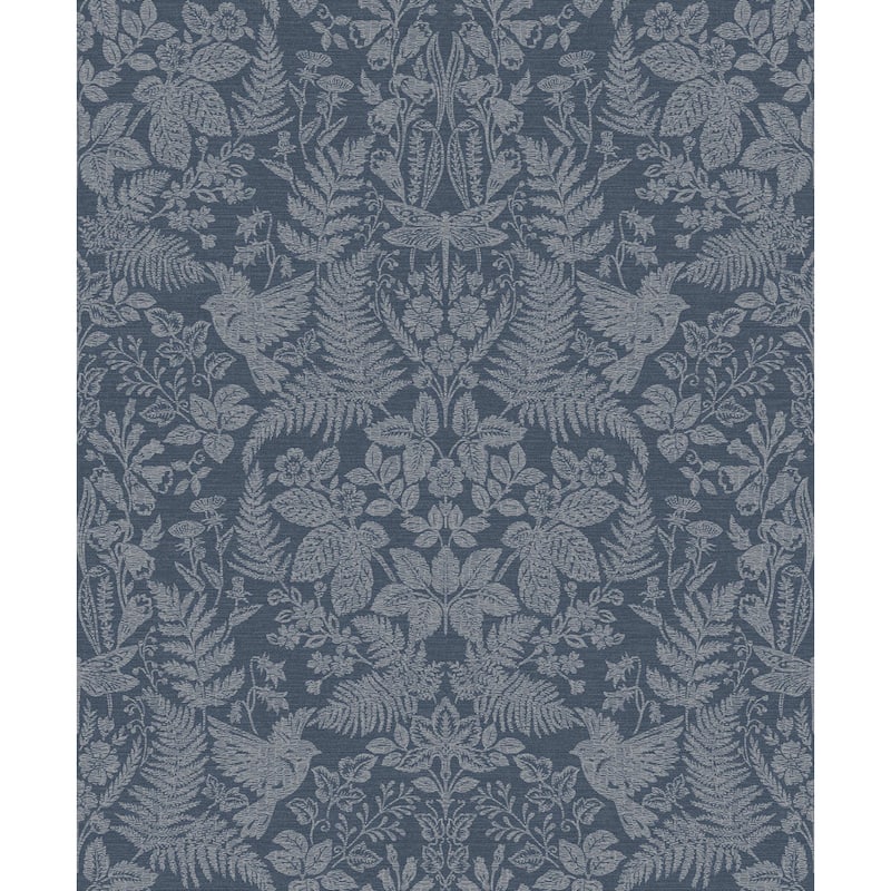 Loxley Leaf Botanical Textured Non-Pasted Wallpaper – 396in x 20.8in - Navy Blue