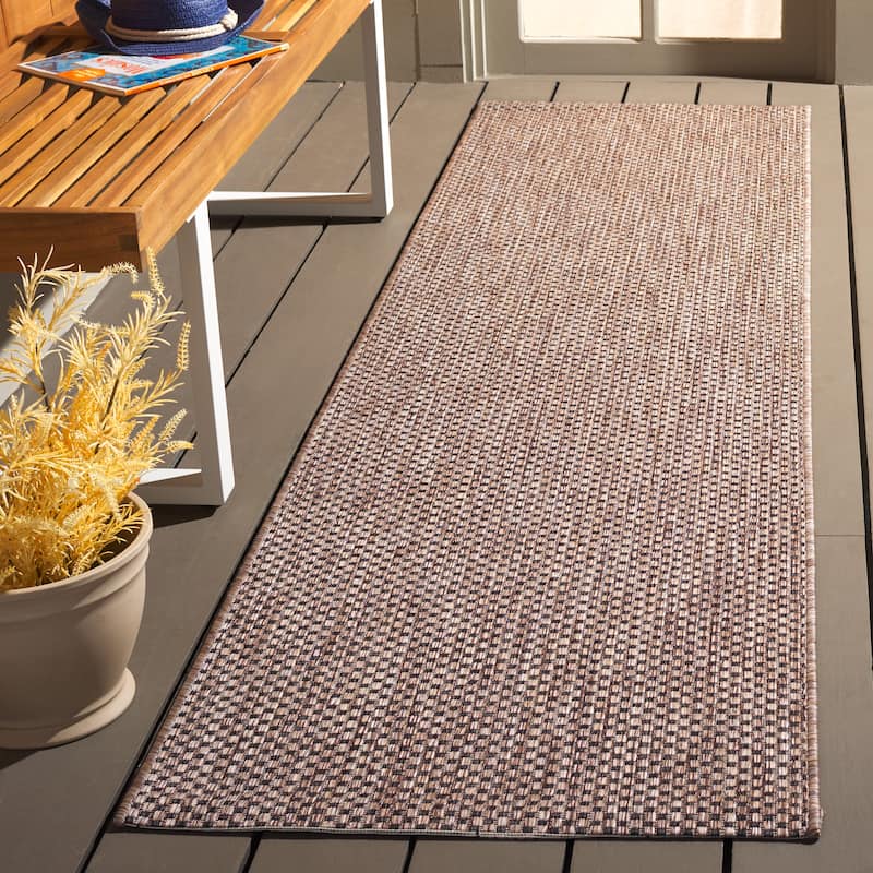 SAFAVIEH Courtyard Begajeta Indoor/Outdoor Waterproof Patio Backyard Rug. - 2'3" x 8' Runner - Natural/Black