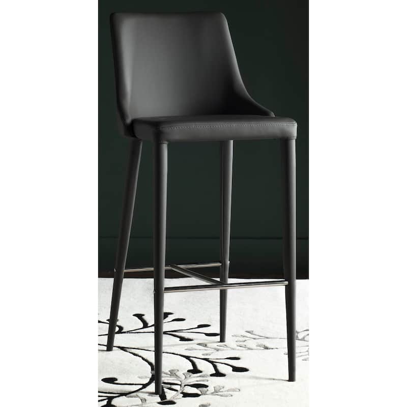 SAFAVIEH Carlene Mid-Century Dining Modern 42-inch White Leather Bar Stool - 21.2" x 18.9" x 41.8" - 21Wx19Dx42H - Grey