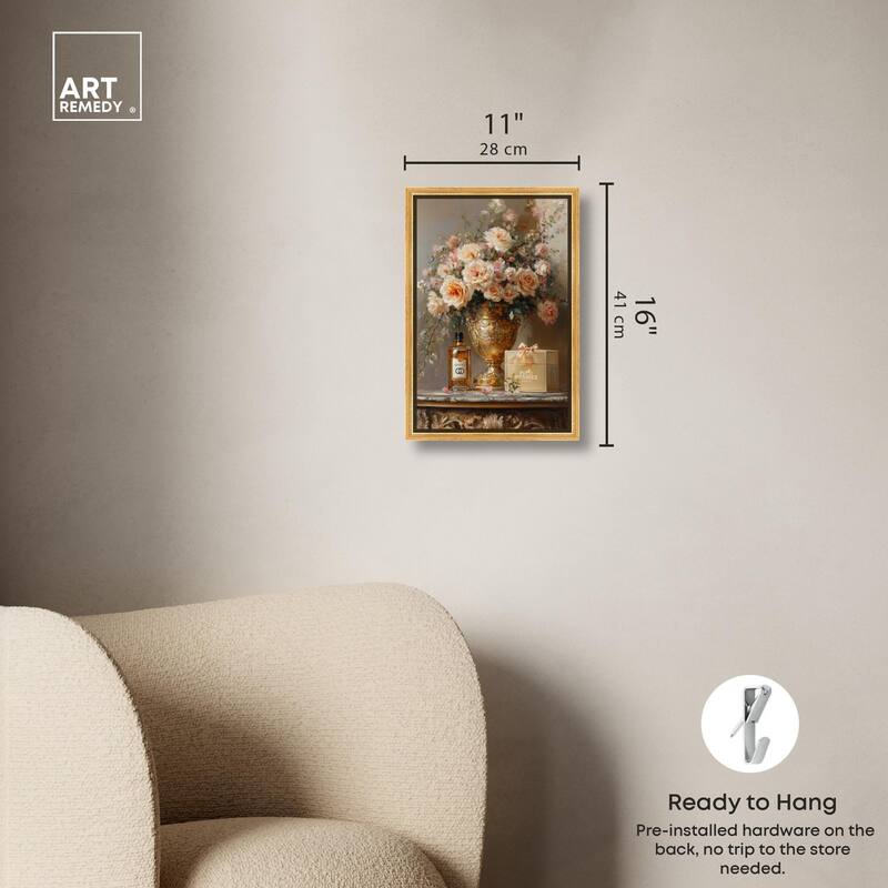 Classical Vase Tans and Floral Canvas by Art Remedy