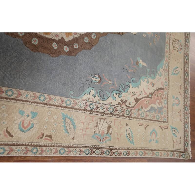 Medallion Geometric Tabriz Persian Vintage Rug Handmade Wool Carpet - 6'6" x 9'6"