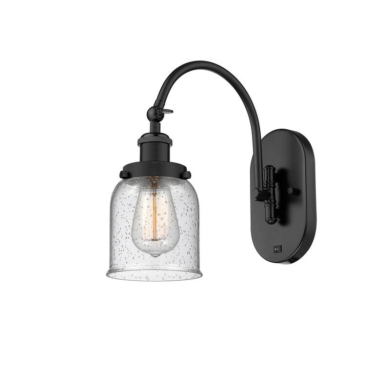 Innovations Lighting Franklin Restoration Bell - 1 Light 5" Sconce - Arm Swivels Side To Side - Seedy/Matte Black