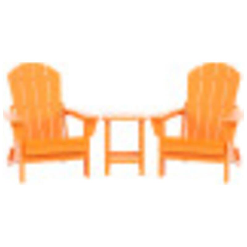 Laguna Hdpe All Weather Outdoor Patio Foldable Adirondack Chairs With Side Table (3-Piece Set) - Orange