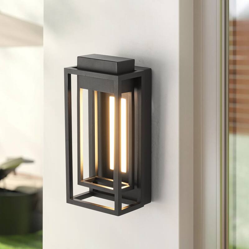 6.5" W 1-Light Modern Industrial Black Rectangle Aluminum Integrated LED Outdoor Wall Sconce