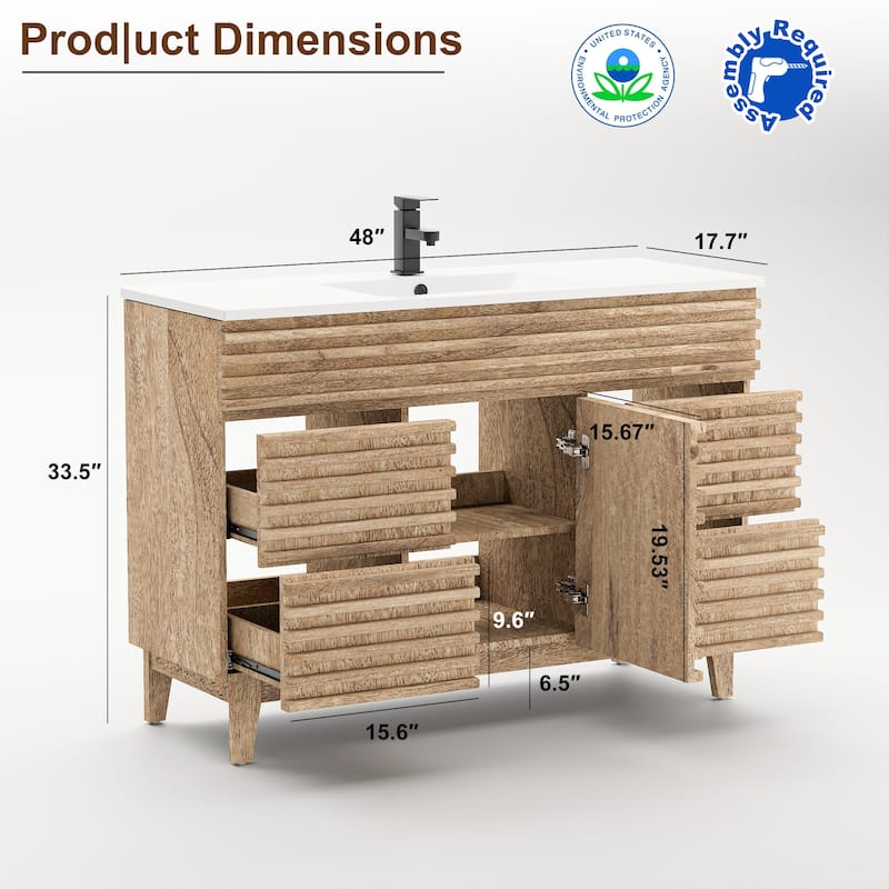 Bathroom Vanity Set W/Drop in Sink Faucet Cabinet Combo