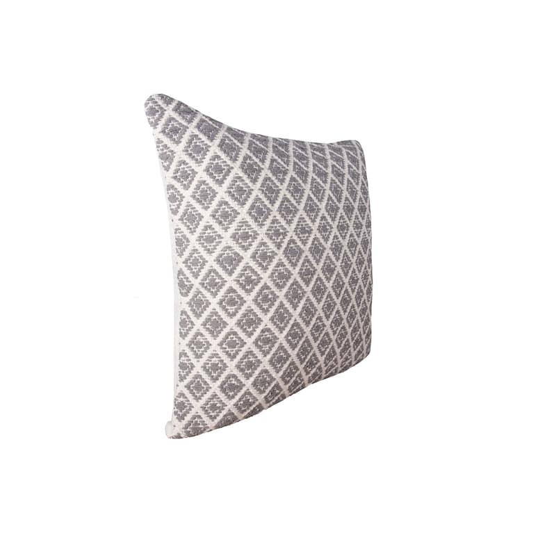 18" x 18" Bianca Gray Geometric Woven Square Throw Pillow