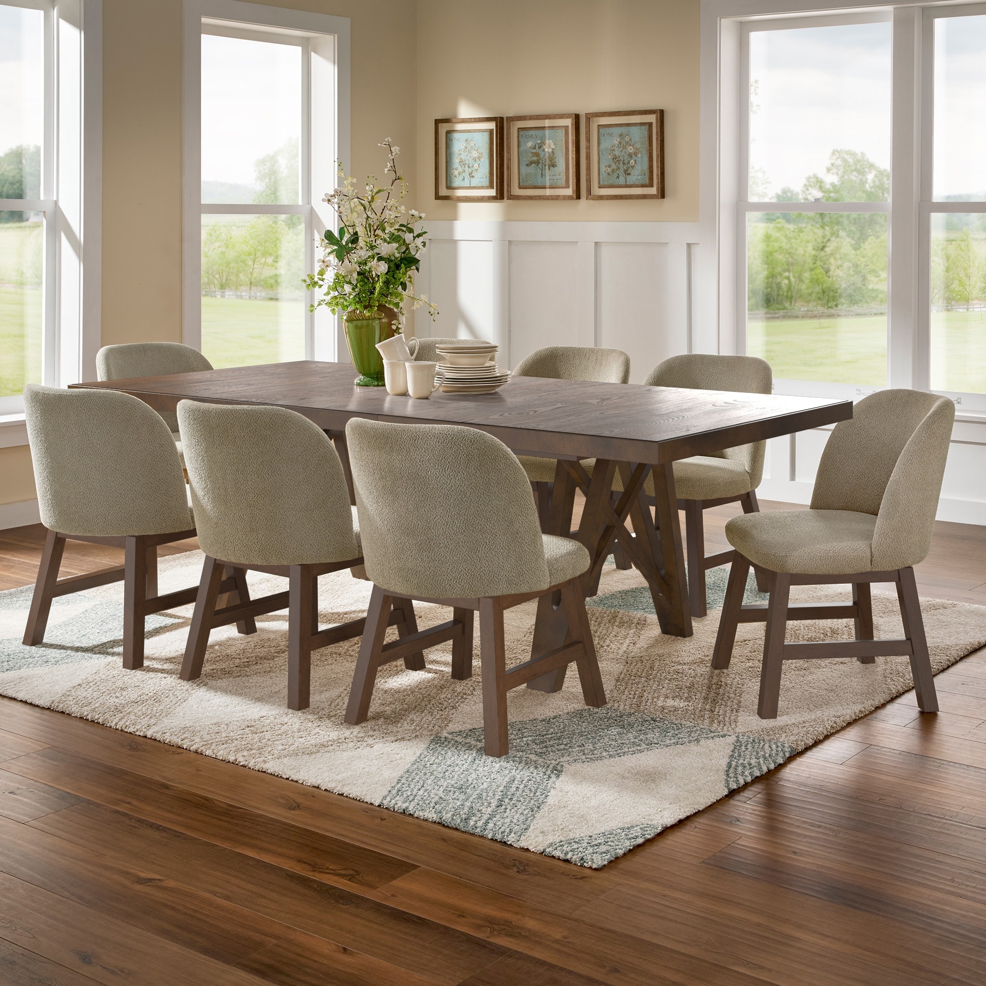 Harstad 72"-90" Wood Finish Extendable Dining Set by iNSPIRE Q Modern