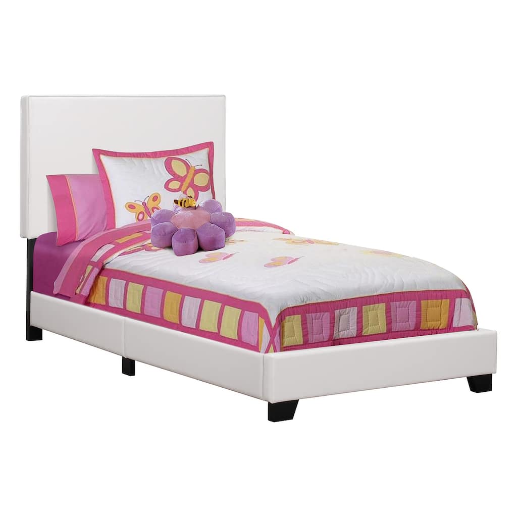 Twin Size Faux Leather Upholstered Platform Bed with Low Profile Transitional Design