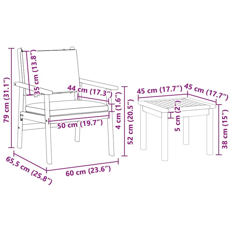vidaXL 3/4/5/6 Piece Garden Sofa/Dining/Bistro Set with Cushions Solid Wood Acacia