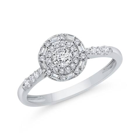 10K White Gold 1/3ct TDW Diamond Baguette and Round Engagement Ring (I-J, I1)