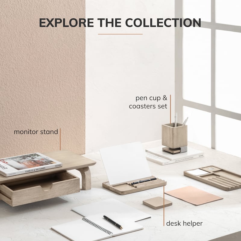 Jani Wooden Desk Organizer with Magnetic Whiteboard - Solid Wood, Hidden Storage & Anti-Skid Base for Home, Office & Workspaces